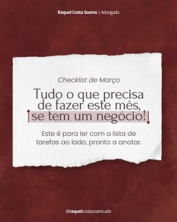Março não é só mais um mês no calendário. É o mês em que muitos problemas que se revelam ao longo do restante ano começam ou são evitados.

Contratos desatualizados, férias mal planeadas, regras pouco claras, objetivos não cumpridos e medidas não adotadas. Tudo isto parece pequeno até ao dia em que deixa de ser e o prejuízo para a empresa seja maior do que o que deveria.

A gestão da sua equipa não precisa de ser feita à base da intuição ou “do costume”. Precisa de método, estrutura e enquadramento legal.

Este checklist de Março é um ponto de partida para quem quer: 
✔ menos conflitos 
✔ mais retenção de talento 
✔ mais foco na produtividade 
✔ mais segurança nas decisões

Porque gerir pessoas com tranquilidade não é sorte. É prevenção.

👉 E com acompanhamento jurídico contínuo, tudo se torna mais simples.